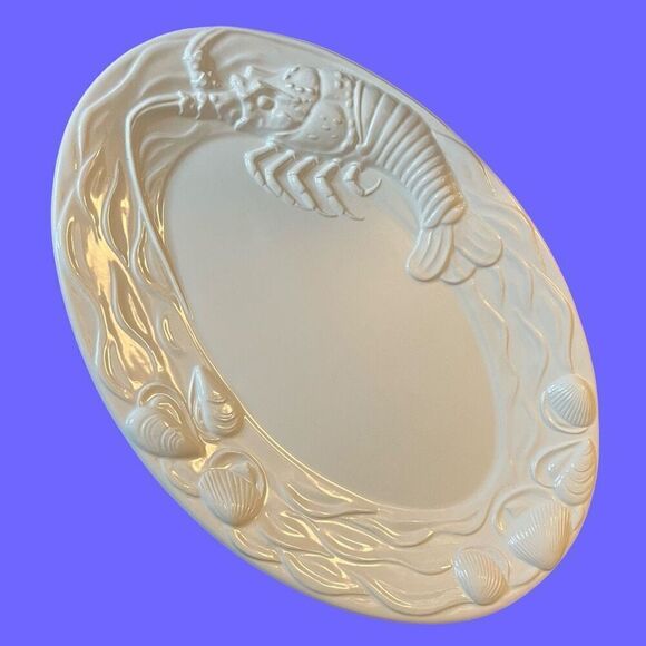 Vtg A Santos Portugal Lobster Crustacean Seafood Majolica Platter Large 19.75x14